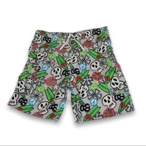 JOE BOXER skulls and peace signs swim trunk SZ 6/7